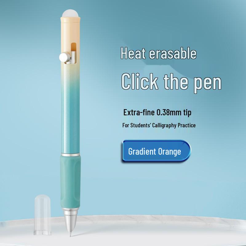 Blue Erasable Fountain Pen for Students with Refillable Heat-Erase Ink and Eraser, Ideal for Writing Practice