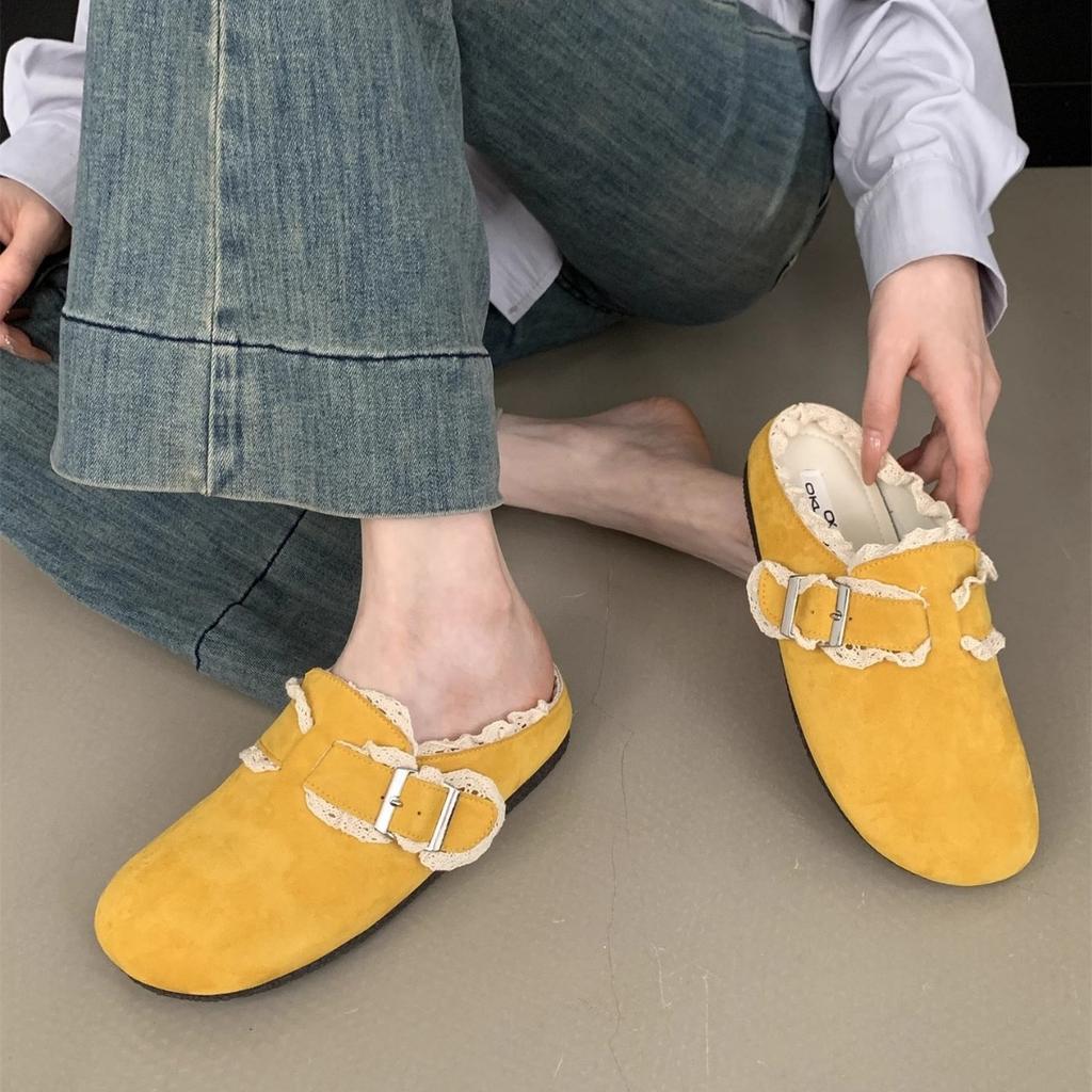 Lace Edge Design Feels Comfortable, Soft Bottom Bag Head Drag Women Wear Summer New Retro One Pedal