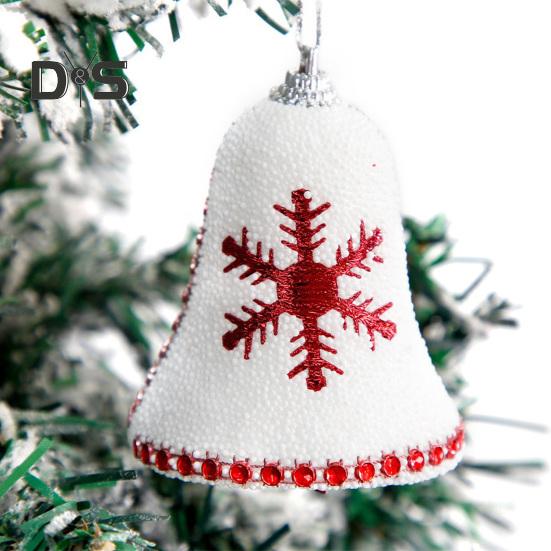 4 Pcs Christmas Snowflake Bell Pendant Sequin Decor White Foam Christmas Decoration Hanging Ornament Festive Home Office Decor Party Centerpieces