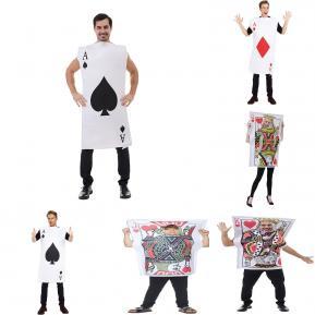Halloween Themed Bodysuit Spades Blocks And Hearts Poker Cards Costume For Costume Parties With Polyester Material For 18 To 24 Year Olds