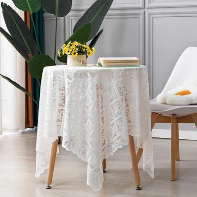 One Antique Embroidered Lace Tablecloth - Solid Color Elegant Flower Cut Process Polyester Square Tablecloth for Home Decor