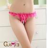 Sexy Women Crotchless Lace Thong G-Strings Pearl Panties Lace Briefs Underwear