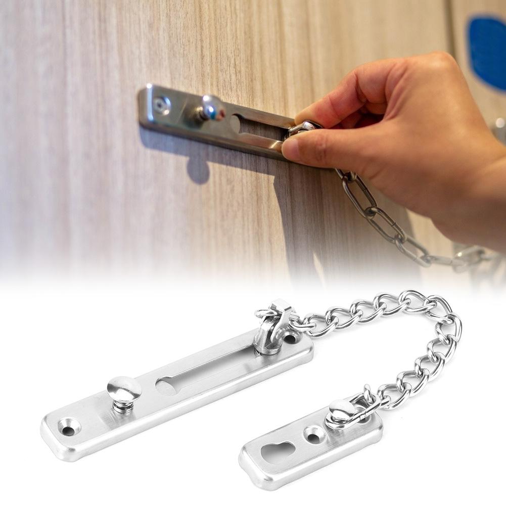 Edelstahl Langlebig Diebstahlschutz Kettenvorhängeschloss Sicherheitswächter Türschloss Riegel Zuhause Hotel(Silber )