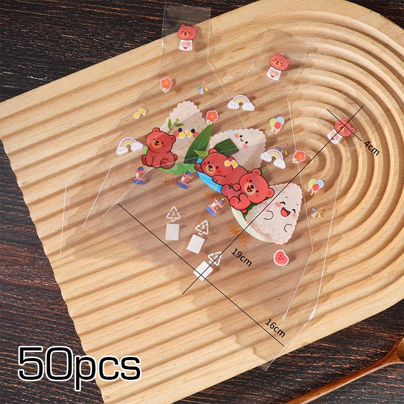 50Pcs Triangle Sushi Mold Onigiri Maker DIY Bento Box Tools Cute Cartoon Nori Seaweed Rice Ball Wrapper Bags Kitchen Home Party