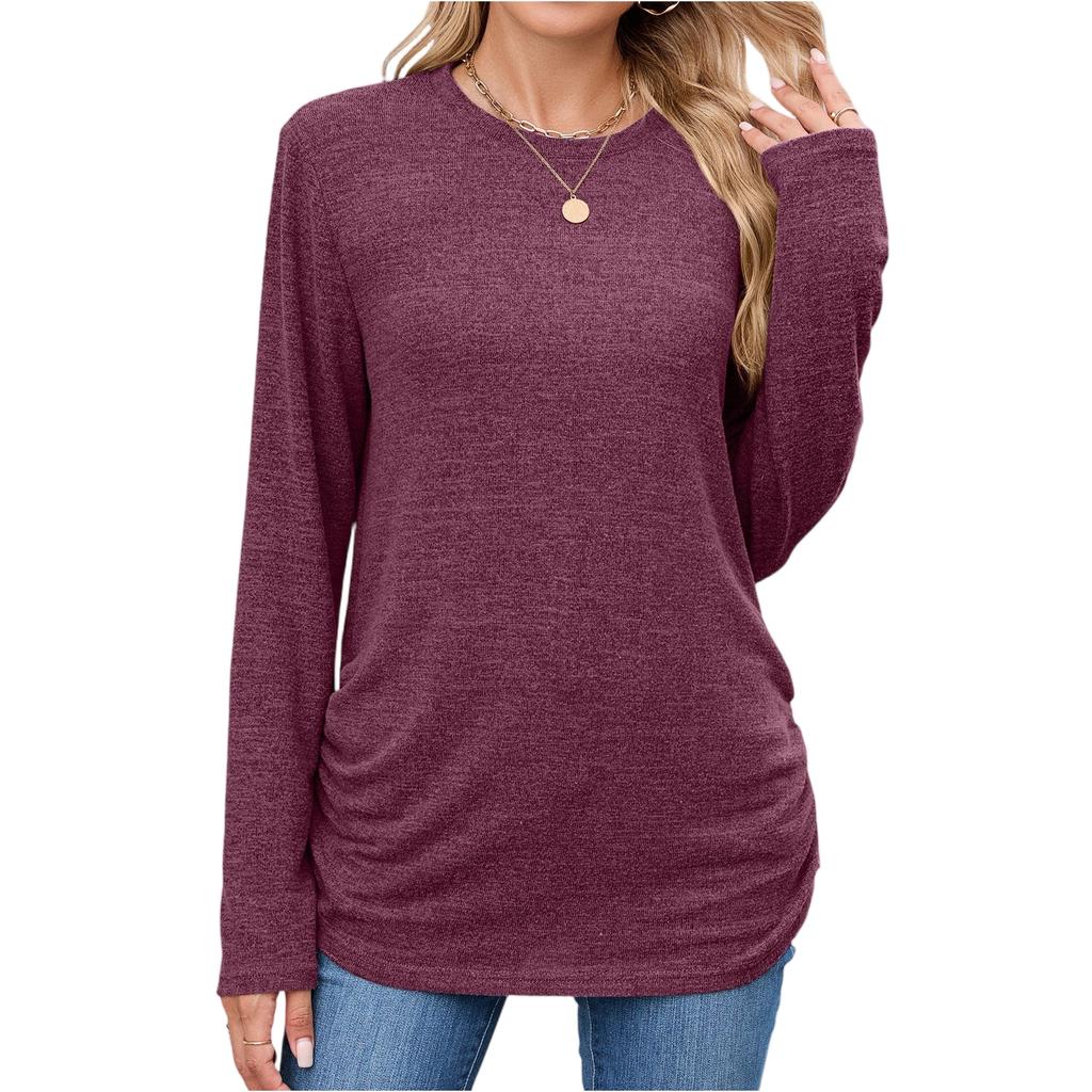 Women Tops Long Sleeve R-Neck Shirts Fall Fashion  Casual Business Tunic Blouses