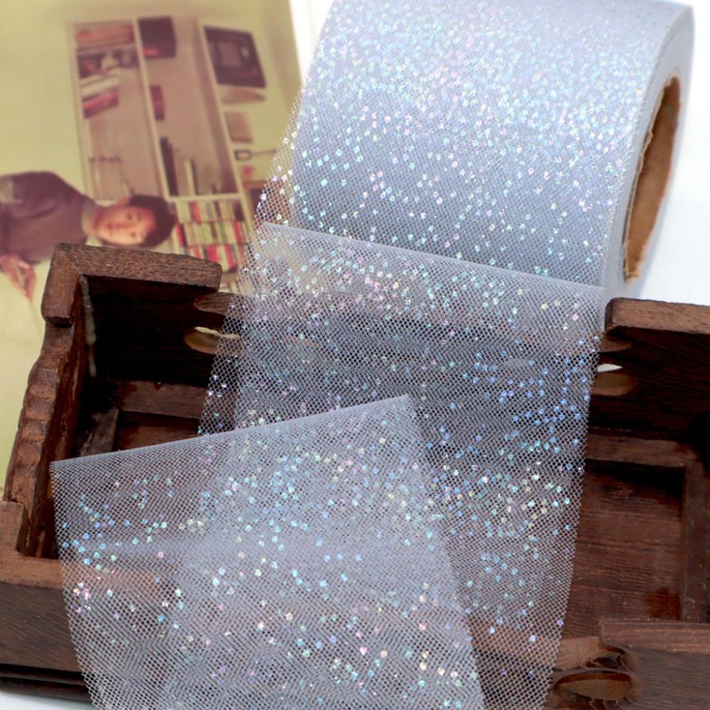 Material Crafts DIY Supplies Creative Rainbow Tulle Webbing Fabric Mesh Belt Silver Dot Ribbon