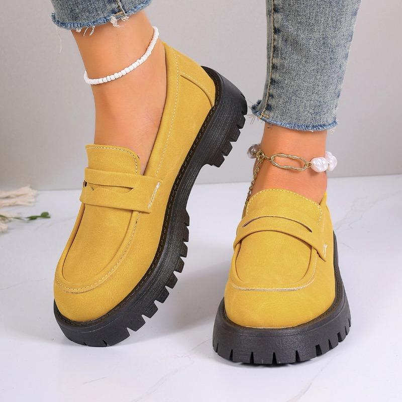 Autumn new comfortable casual women's shoes thick heel thick sole foot cover retro large size women's shoes