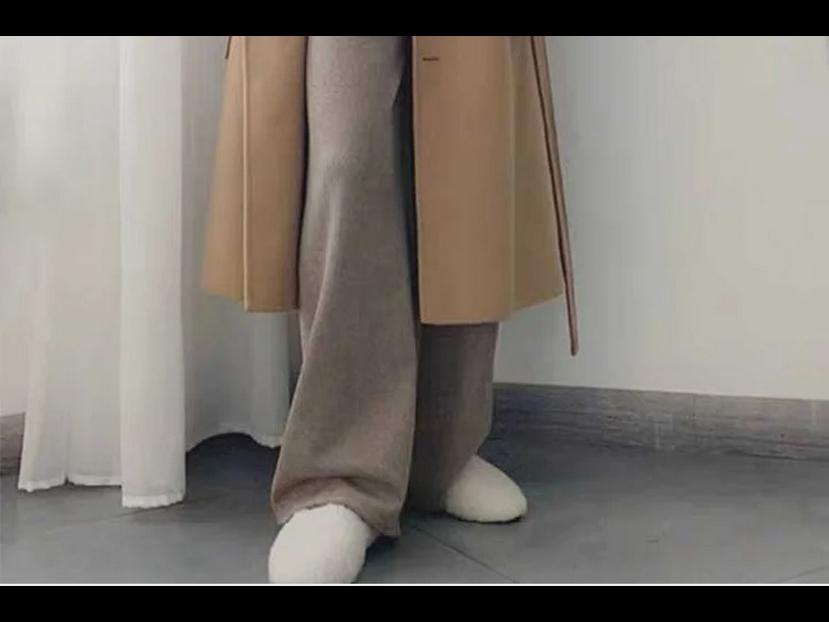 Knitted Wide-Leg Maternity Pants - Thick, Loose-Fit for Fall/Winter, Tall/Plus Size