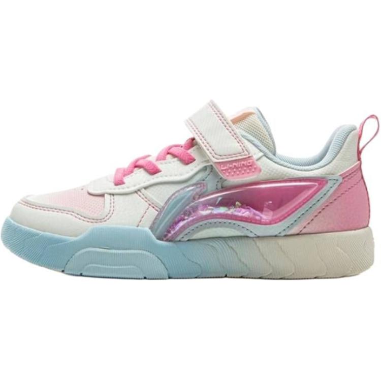 Li Ning Kids Sports Lifestyle Series Soft Comfortable Non-Slip Shock Absorbing Low-Top Casual Shoes Kids sneaker White Pink Blue YKNV012-14