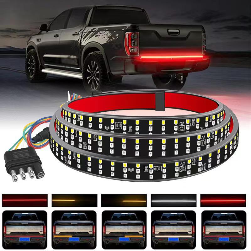 LED Pickup Truck Tail Light with Flowing Turn Signal, Three Colors, 1.2/1.5 Meter, Triple Row Design High Brightness Single Row LEDs [White+Red]
