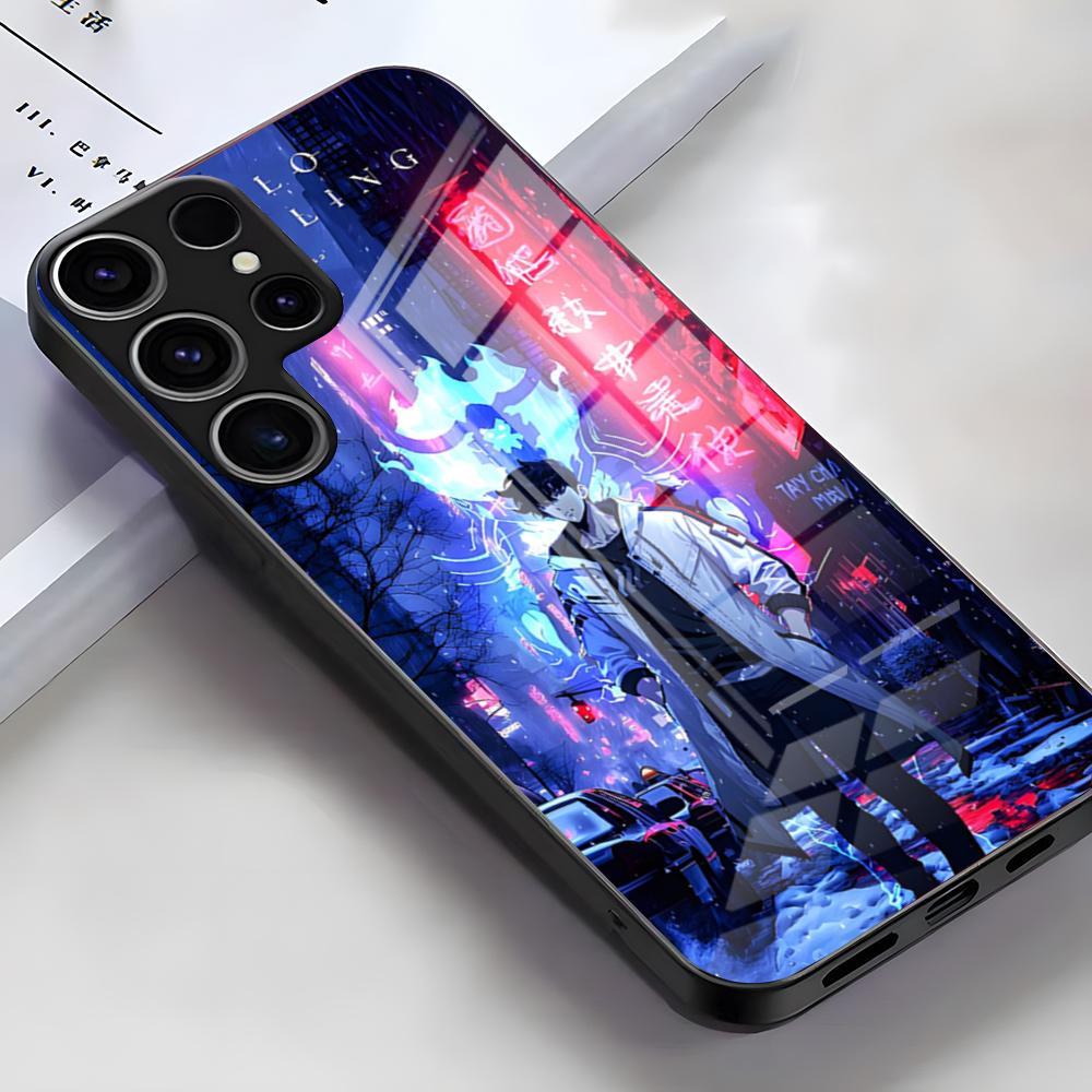 Anime S-Solos L-Levelings Hülle Für Samsung S25 Edge Ultra S23 S22 S21 S20 Ultra Plus S24 Fe A54 A53 A25 Glas Hülle