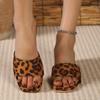 Fashion 2024 New One Line Leopard Print Slippers for Women in Fashion for External Wear, Low Heels, Large Size Slippers for Women