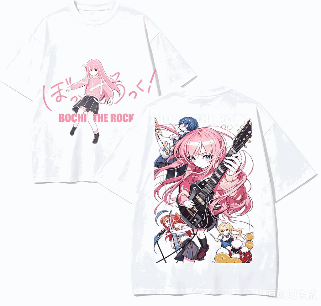 Bocchi The Rock Anime Liebhaber T-Shirt Harajuku Baumwolle Neues Modell High Street Retro Mode Übergroß Unisex Heißes Produkt Weiches Geschenk