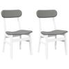 Dining Chairs with Cushions 2 pcs White Solid Rubberwood
