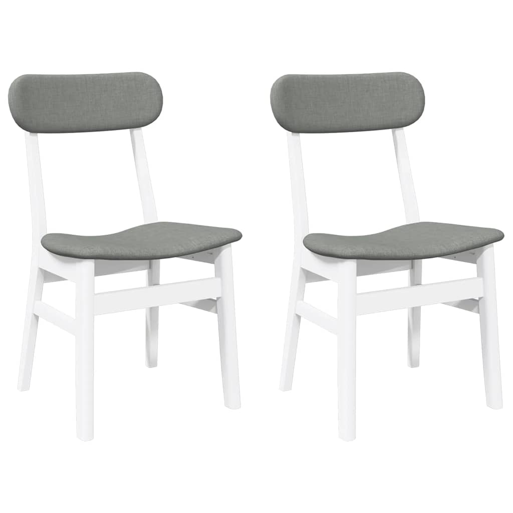Dining Chairs with Cushions 2 pcs White Solid Rubberwood