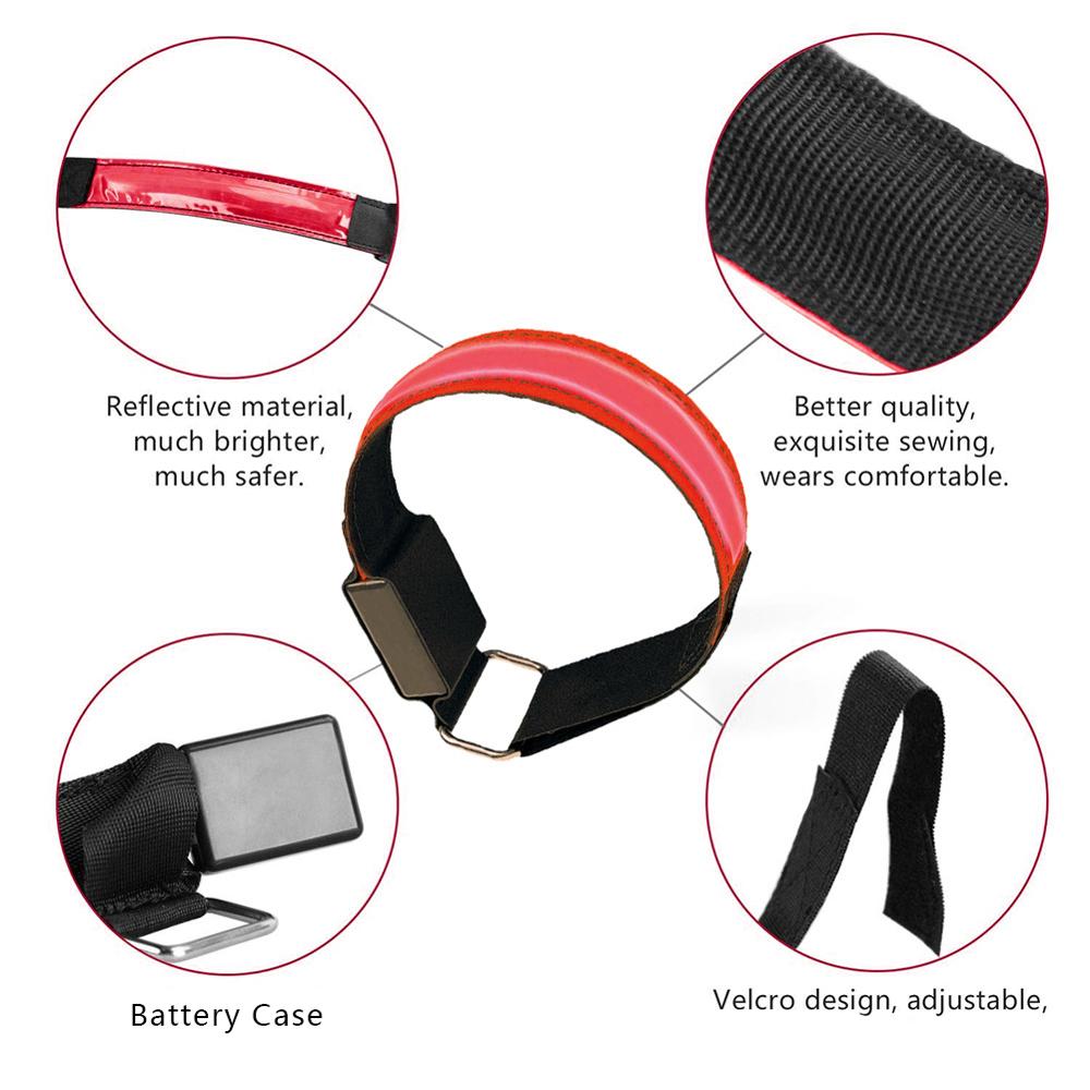 USB Rechargeable Running LED Armband Refective Bands Cycling Gear Night Safety Luminous Band for Joggers Bikers Walkers Concerts