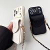 Crossbody Necklace Leather Silicone Phone Case for IPhone 11 12 13 14 15 16 17 Pro Max 16 Plus Wallet Card Holder Slot Cover