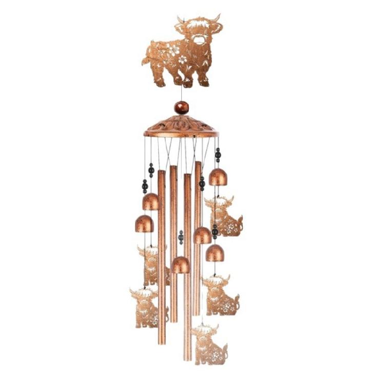 

Metal Windchime Memorial/Birthday Gift Highlands Cow Wind Chimes for Outside Garden Decors for Outdoor Patio Lawns 1