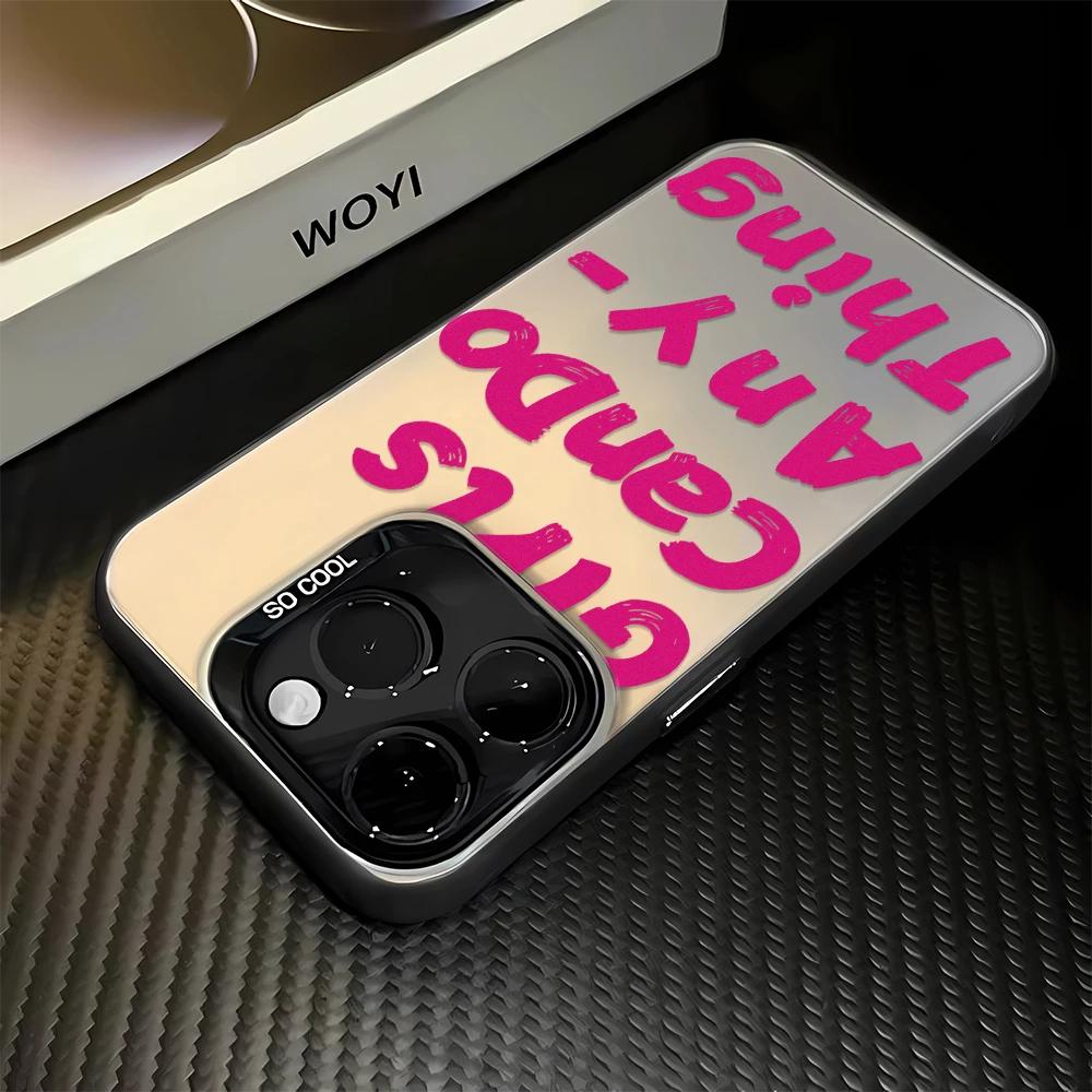 Rose Red English Letters Phone Case For lPhone 17 16Pro Max 15 14 13 12 11 Shockproof Bumper CoverCase Funda 16 Pro 15 14 Case