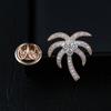 Men's Personalized Coconut Tree Brooch: High-End Zirconia Lapel Pin & Anti-Exposure Button for Women's Shirts