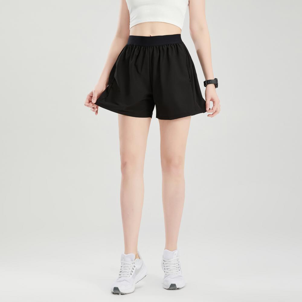 Women's Quick-Dry High Waist Running Shorts - Anti-Exposure, Fake Two-Piece Design with Inner Lining
