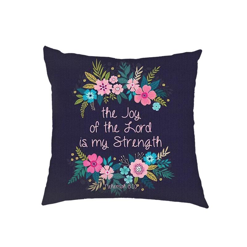 Flower Bible Verse Double-side Print Cushion Covers Christian Biblical Proverbs Pillowcase Home Decor Sofa Bedroom Pillow Coverbzbiblecw,(3)