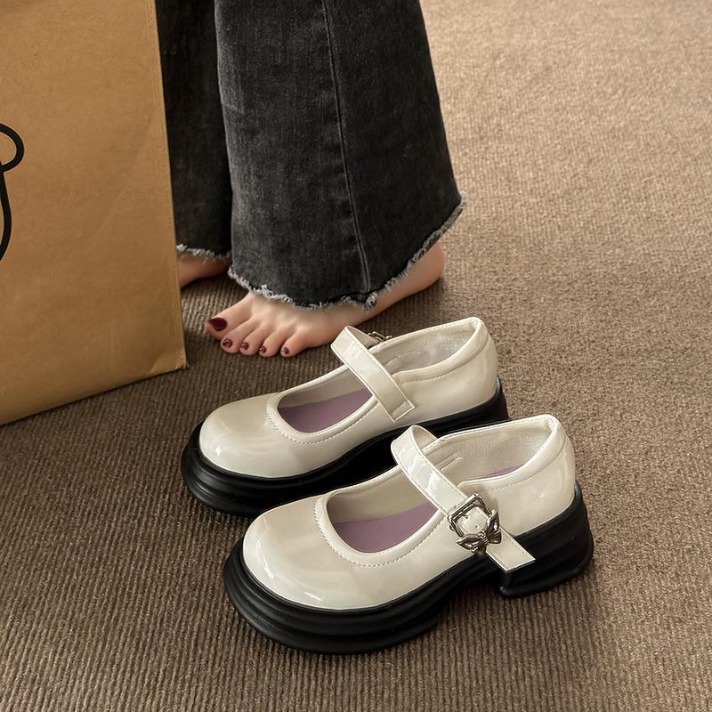 Fashion Retro Woman Shoes Shallow Mouth Clogs Platform Round Toe All-Match Female Footwear Black Flats New Creepers Dress Summer Hook &
