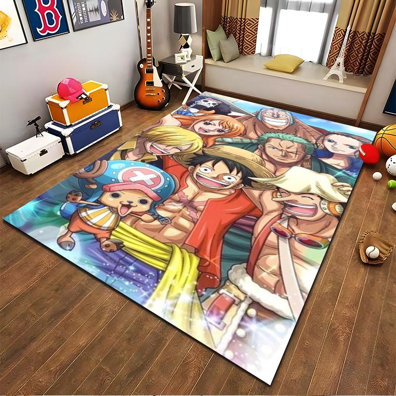 Colorful Anime-Themed Carpet with Cartoon Characters In Vibrant Scene Suitable for Use As an Anti-slip for Living Room Bedroom Sofas