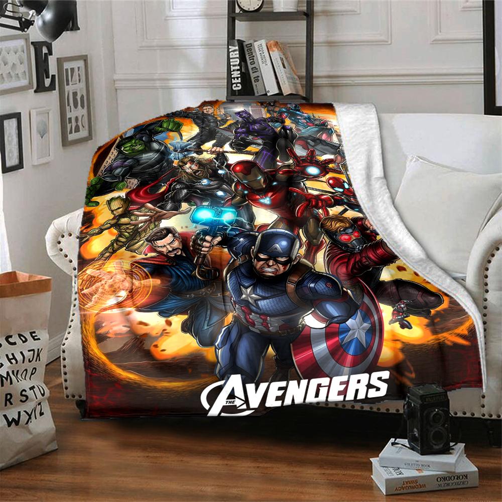 1Pc Avengers Teamup Poster Blanket Soft And Comfortable Casual Warm Camping Travel Christmas Halloween Xmas Gift M928657