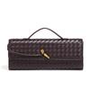 Trendy Spring And Summer Woven Soft Leather Dinner Bag Medieval Baguette Bag Organ Bag Horizontal Portable Messenger Bag