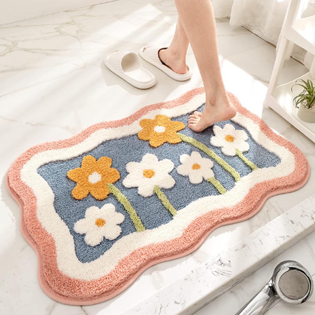 Imitation Cashmere Floor Mats Bathroom Cartoon Absorbent Foot Mats Entrance Easy To Care Door Mats