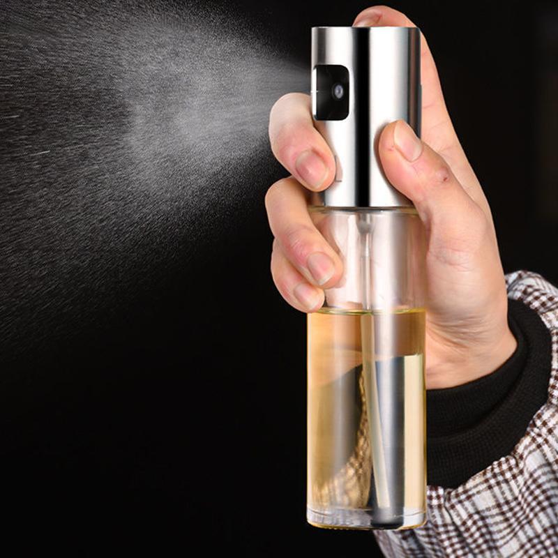 1pc 100ML Olive Oil Sprayerl, Stainless Steel Spray Bottle Spray, Kitchen Cooking Oil Spray, Glass Oil Can