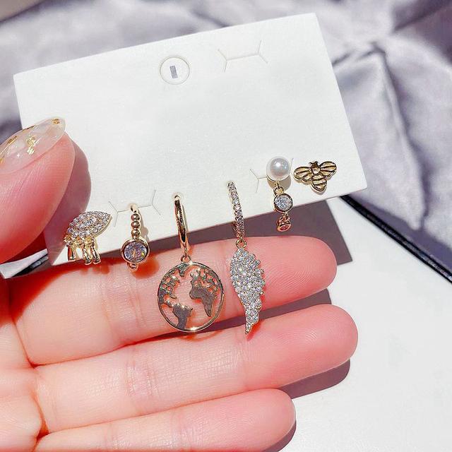 

ANENJERY комплект серег-кольцев для женщин с геометрическим рисунком пчелиного пера, комплект из 6 серег, новые ювелирные изделия