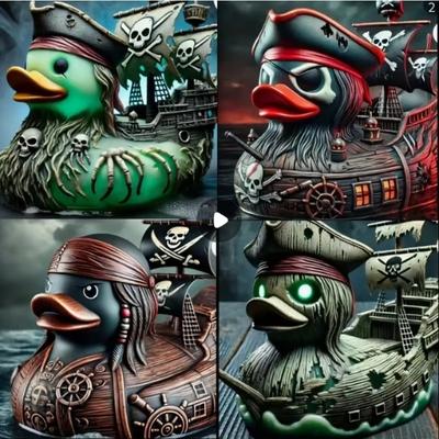 Ornement Statue Canard Bateau Pirate en Résine, Figurines Canard Bateau Pirate pour Décoration d'Intérieur sur le Thème Marin pour Chambre, Halloween, Noël, Pâques