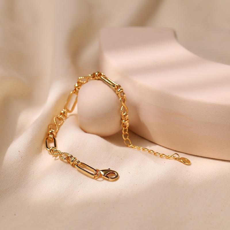 Minimalist Ins Style Hollow Chain 18k Gold Plated Adjustable Women Bracelet