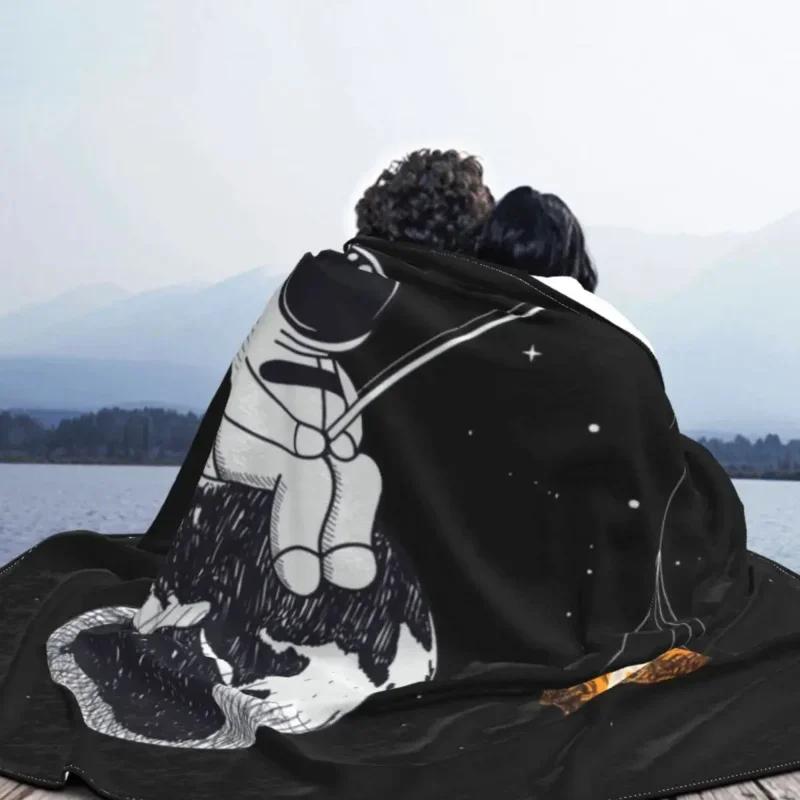 Bitcoin Astronaut Fishing Blanket Soft Flannel Fleece Warm BTC Hodl Space Cryptocurrency Throw Blankets for Bed Sofa Bedspreads