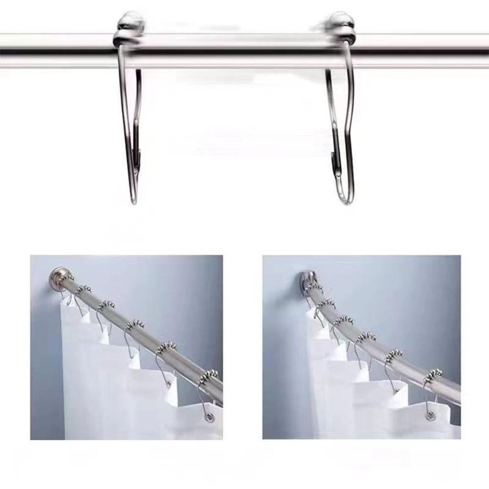 12pcs 304 Stainless Steel Shower Curtain Hooks Rust-proof Five Beads Gourd Curtain Hanger Heavy-Duty Sliver Shower Rod Hooks