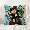 Cartoon M-Monopoly Cushion Cover Summer Coolness Linen Fabric Double-Sided Printing Pillow Case Sofa Home Decor Gift