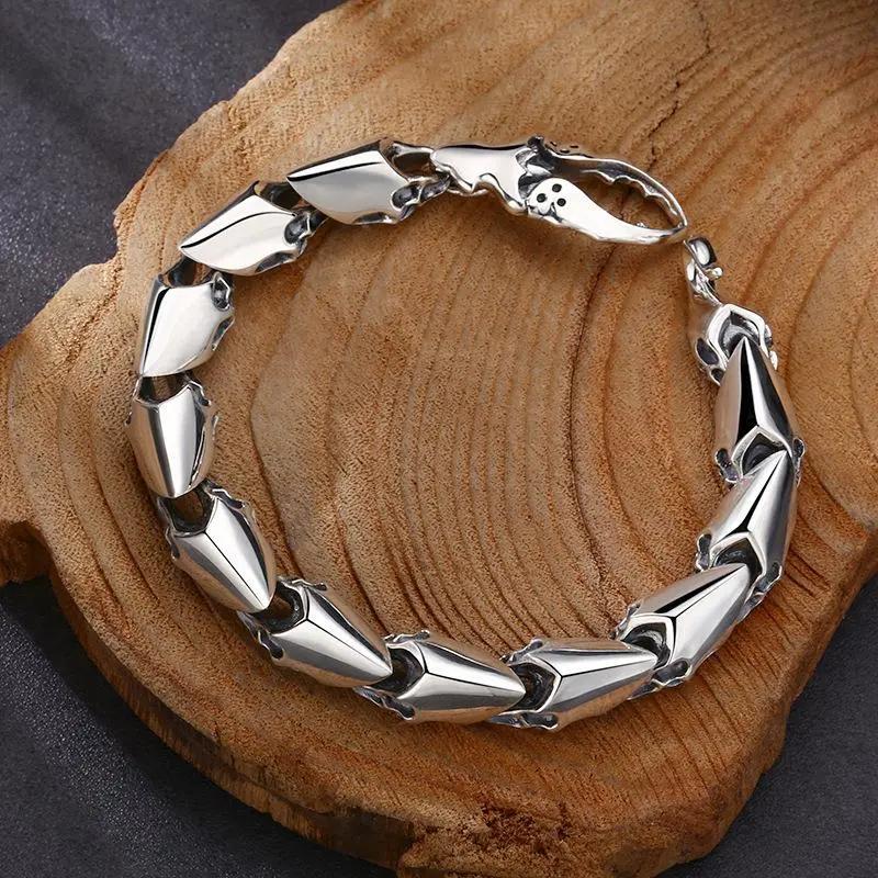 

Domineering Heavy Industry Crab Claw Bracelet Domineering Trendy Retro Jewelry 22CM срібний