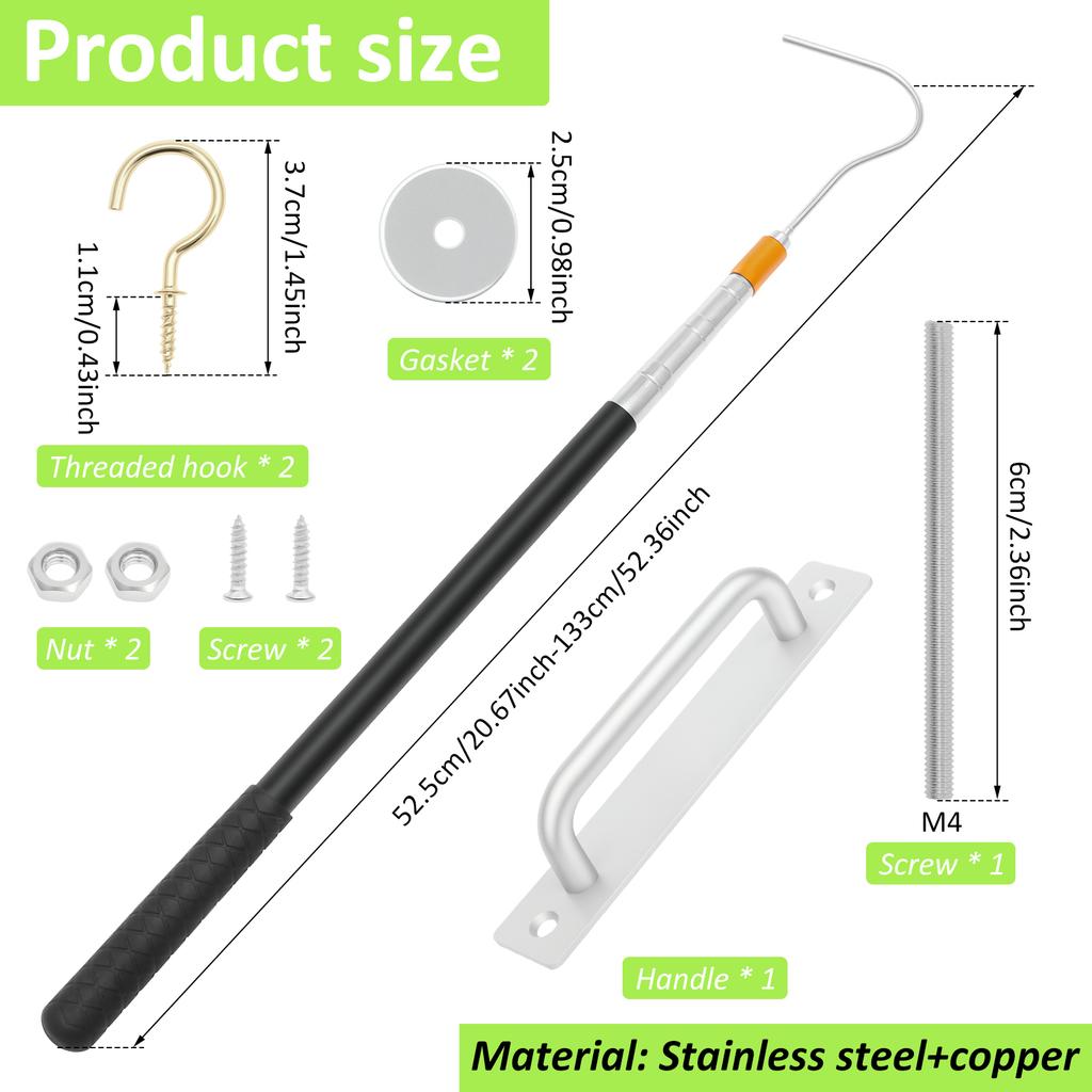 Loftstrapp Dør Nedtrekk Kroksett Bærbar Loftstige Nedfellingssystem Krok Delssett for Enkelt Tau Skifte