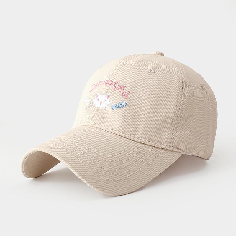 Sweet Cute Kitten Embroidered Hat Women's Fashion Dopamine Baseball Cap Face Small Shade Cap