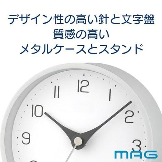 MAG Table Clock Analog Silent Continuous Second Hand Stand Cute Stylish Simple Interior Diameter 11.2 cm White Cozy Time T-794A WH-Z Noah Seimitsu