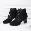 Damen Sandalen Klobige Absätze Stiefel Sandalen Große Größe 43 Mode Spitze Blume Gladiator Sandalias Schwarz Weiß Schuhe Damen WSH4889