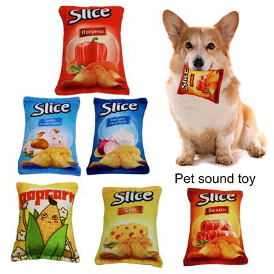 Dog Squeak Toy Soft Built-in Sound Bite Resistant Pet Dog Chips Shape Molar Chew Toy Pet Supplies