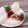 Christmas Napkin Rings Wooden Napkin Buttons for Christmas Hotel TablesHoliday Pinecone Bells Handmade Napkin Rings
