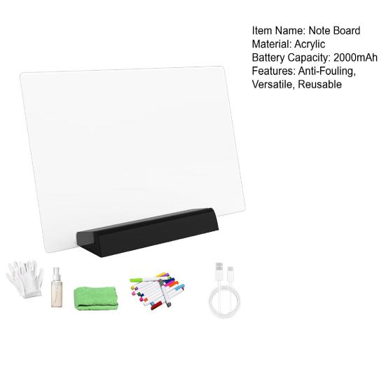 LED Light-Up Message Board Rechargeable Acrylic Memo Board for Kids Erasable Glowing Planner & Drawing Tablet