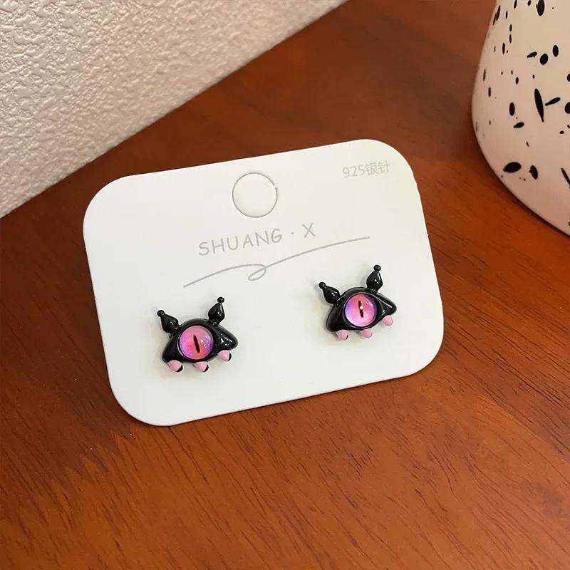 Creativity Cartoon Funny Little Monsters Ear Stud Earrings for Women Retro Fashion Personality Opal Evil Eye Y2K Jewelry Gift