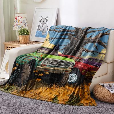 Truck Print Flannel Blanket, High Quality Comfortable for All Seasons, Home Decor, Warmth and Comfort, Perfect for Christmas Gifts