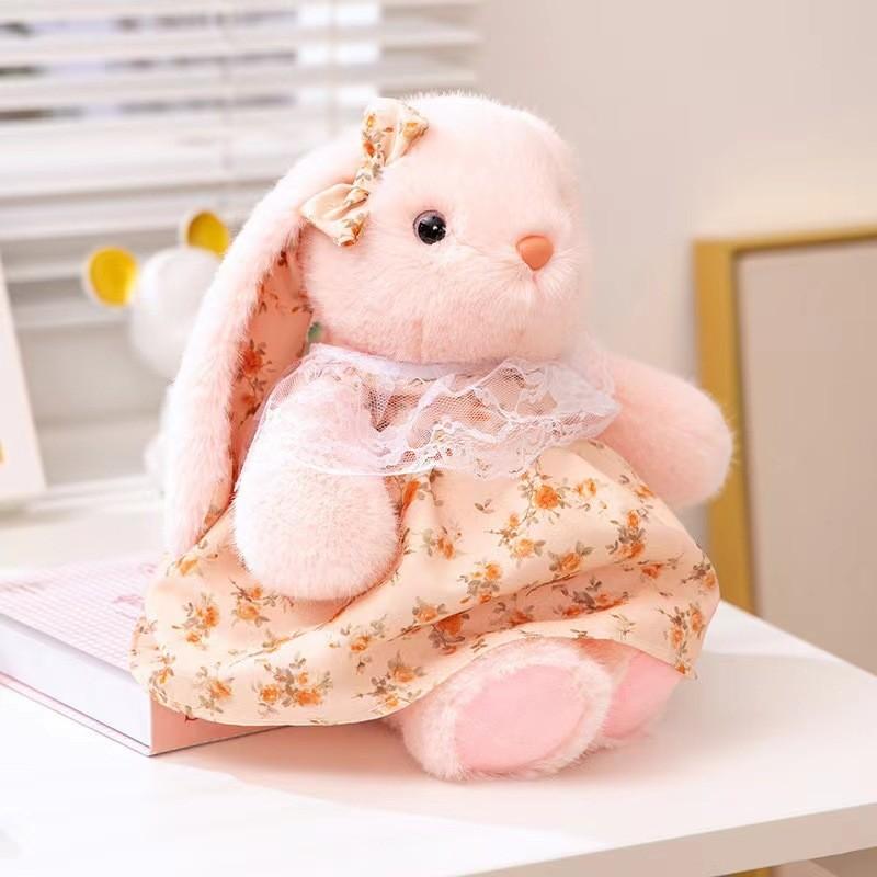 Flower Skirt Wear Rabbit Plush Toy Cute Animal Stuffed Doll Kids Birthday Gift