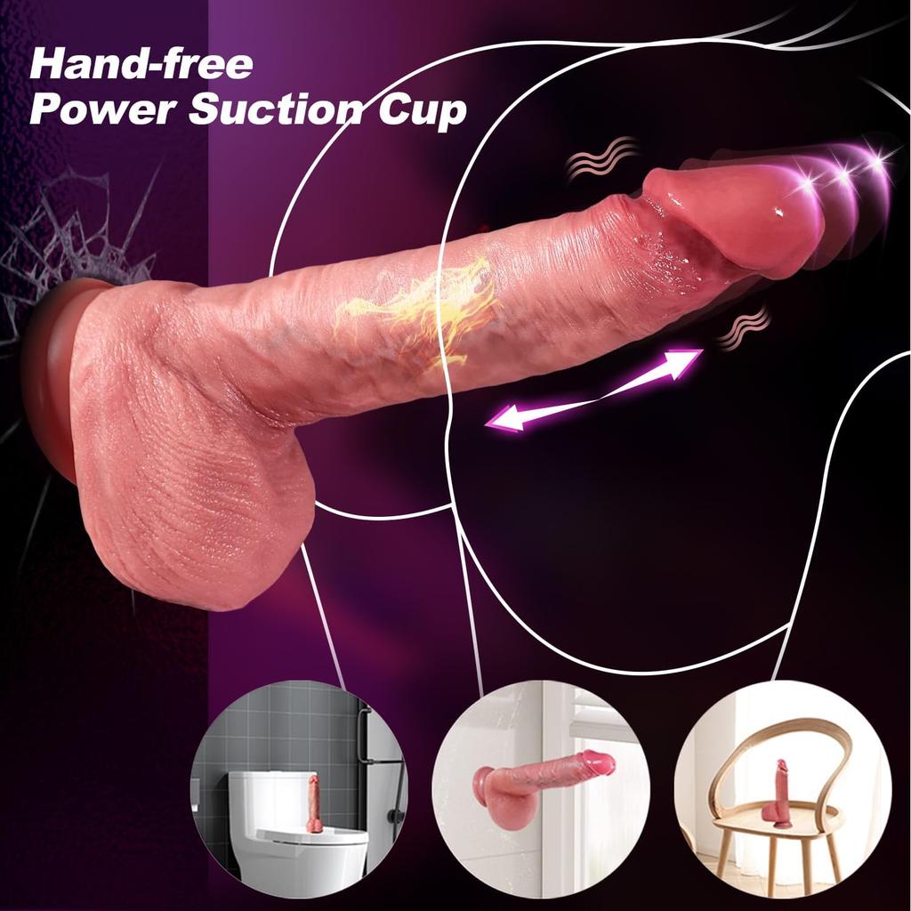 Realistic Dildo Penis Telescopic Vibrator Thrusting Soft Suction Cup Hands-free G-spot Stimulate Clitoris Vagina Massage For Adult Sexy Women Sex Toys
